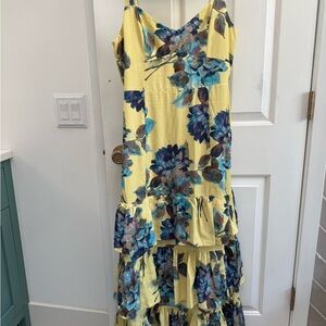 Abercrombie & Fitch Yellow and Blue Floral Maxi Dress